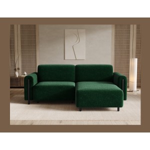 Canapé d’angle convertible ARVESSA vert émeraude chenille – Angle droit 