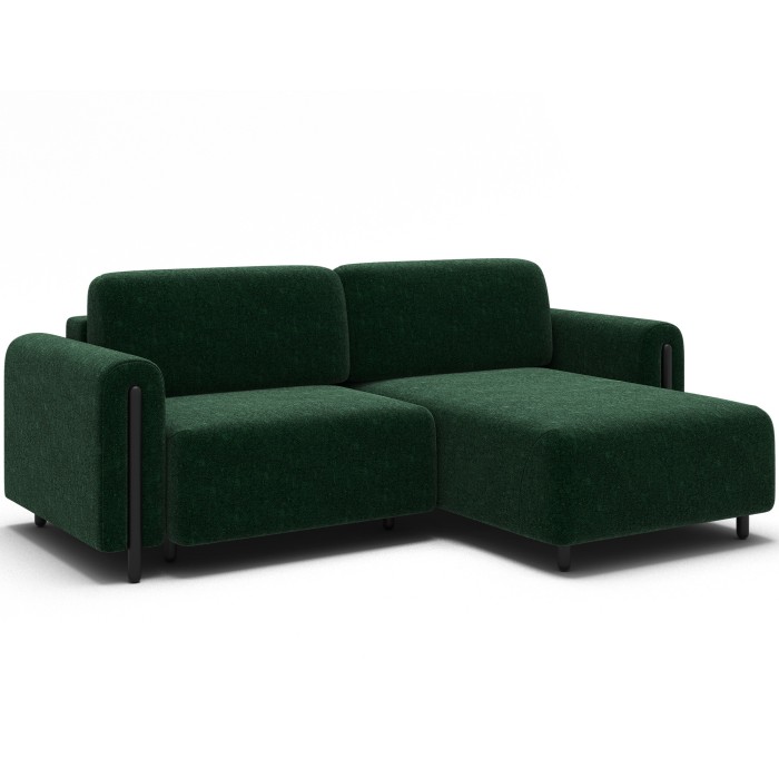 Canapé d’angle convertible ARVESSA vert émeraude chenille – Angle droit 
