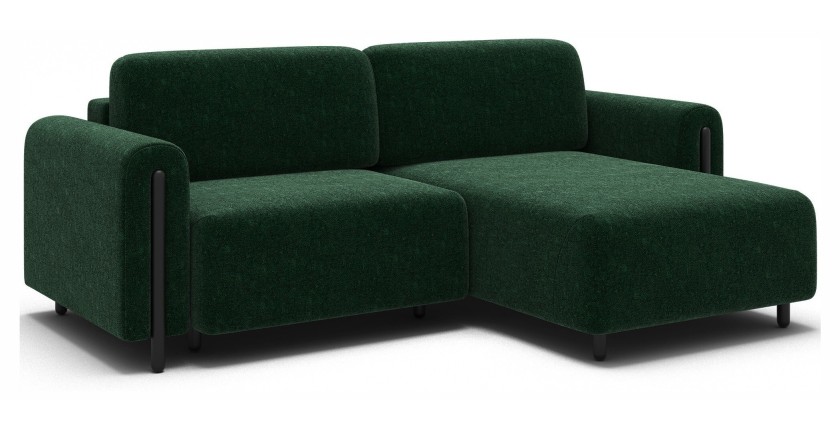 Canapé d’angle convertible ARVESSA vert émeraude chenille – Angle droit 