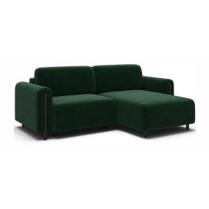 Canapé d’angle convertible ARVESSA vert émeraude chenille – Angle droit 