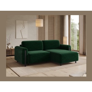 Canapé d’angle convertible ARVESSA vert émeraude chenille – Angle droit 