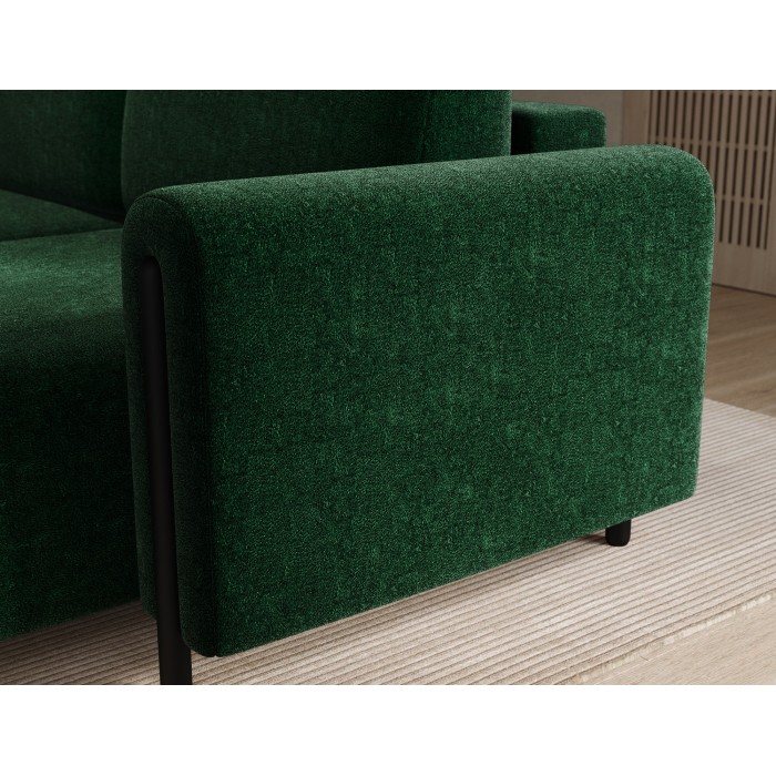Canapé d’angle convertible ARVESSA vert émeraude chenille – Angle droit 