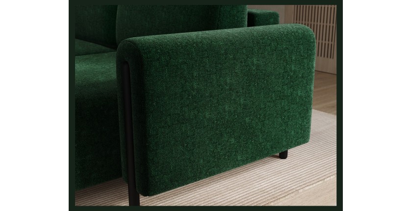 Canapé d’angle convertible ARVESSA vert émeraude chenille – Angle droit 