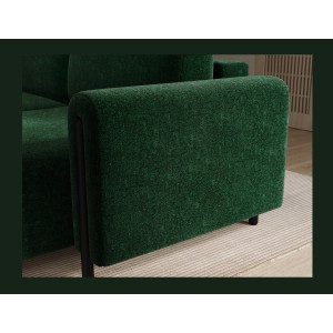 Canapé d’angle convertible ARVESSA vert émeraude chenille – Angle droit 