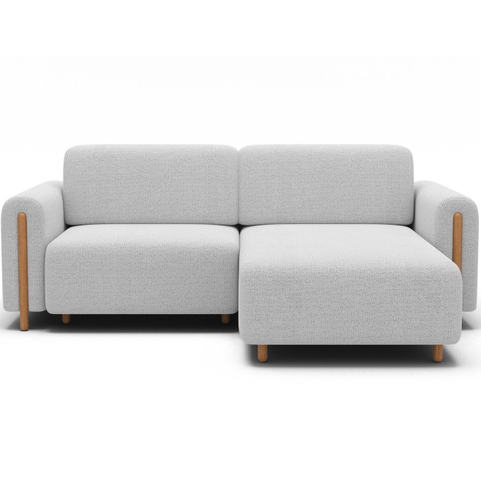 Canapé d’angle convertible ARVESSA blanc alpin chenille – Angle droit 