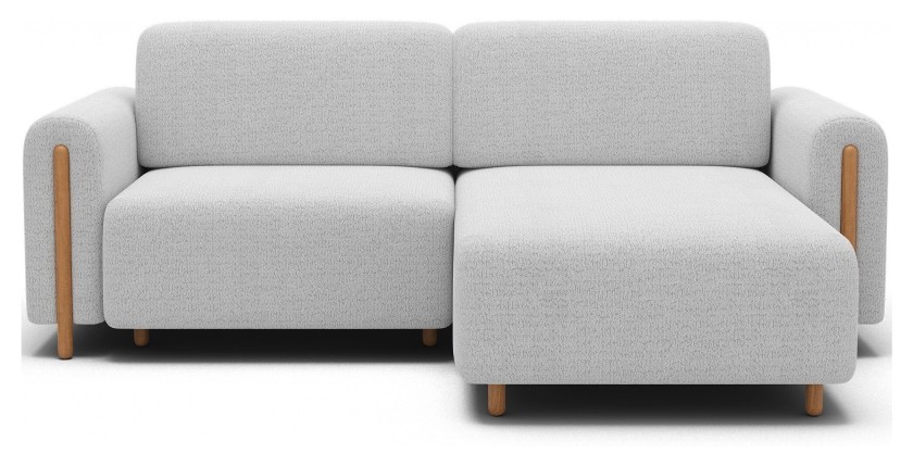 Canapé d’angle convertible ARVESSA blanc alpin chenille – Angle droit 