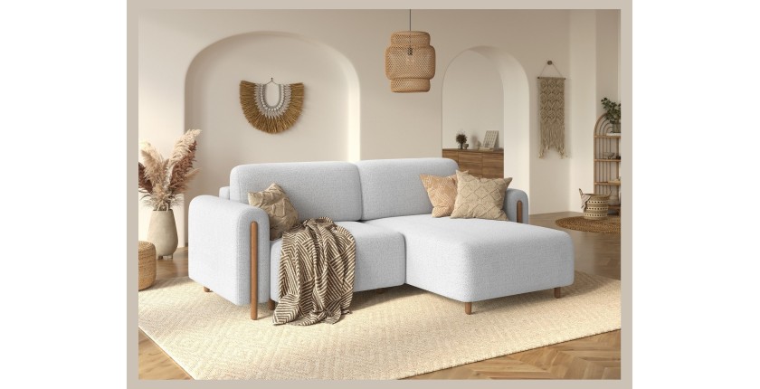 Canapé d’angle convertible ARVESSA blanc alpin chenille – Angle droit 