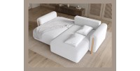 Canapé d’angle convertible ARVESSA blanc alpin chenille – Angle droit 