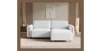Canapé d’angle convertible ARVESSA blanc alpin chenille – Angle droit 