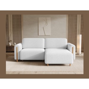 Canapé d’angle convertible ARVESSA blanc alpin chenille – Angle droit 