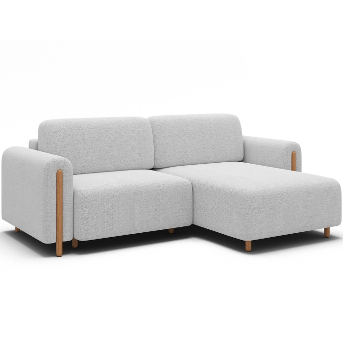 Canapé d’angle convertible ARVESSA blanc alpin chenille – Angle droit 