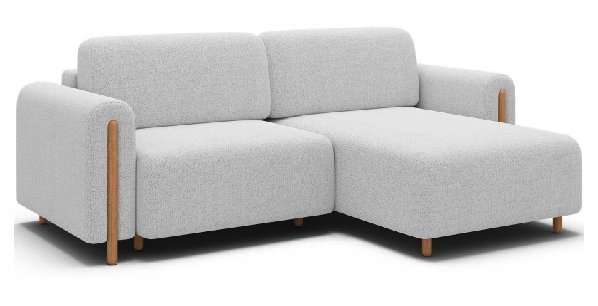 Canapé d’angle convertible ARVESSA blanc alpin chenille – Angle droit 
