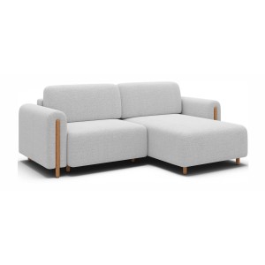 Canapé d’angle convertible ARVESSA blanc alpin chenille – Angle droit 