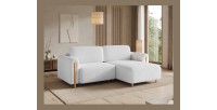 Canapé d’angle convertible ARVESSA blanc alpin chenille – Angle droit 