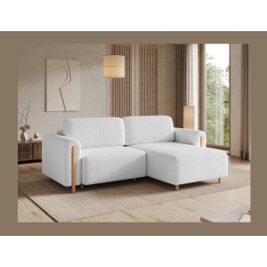 Canapé d’angle convertible ARVESSA blanc alpin chenille – Angle droit 