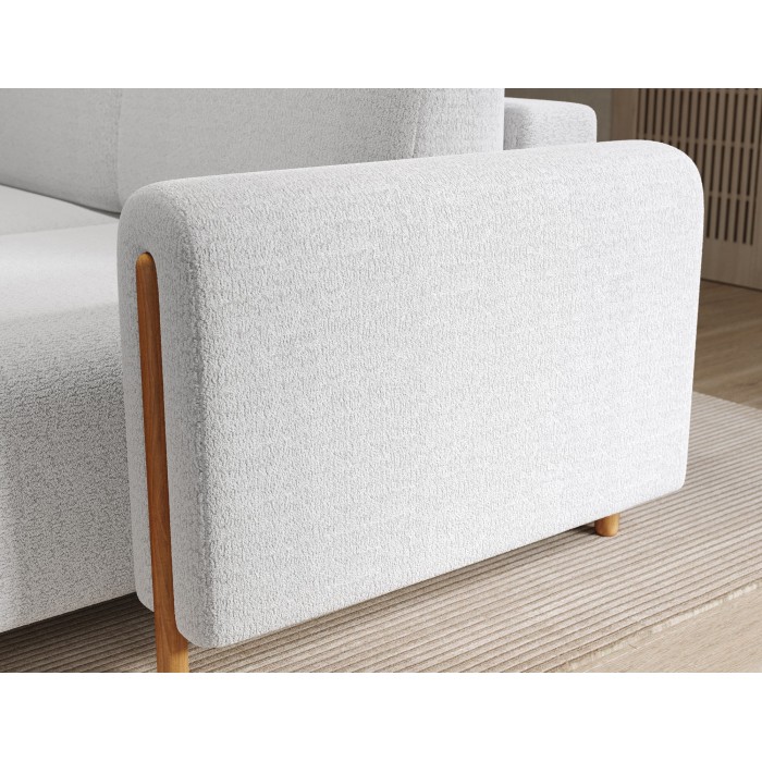 Canapé d’angle convertible ARVESSA blanc alpin chenille – Angle droit 