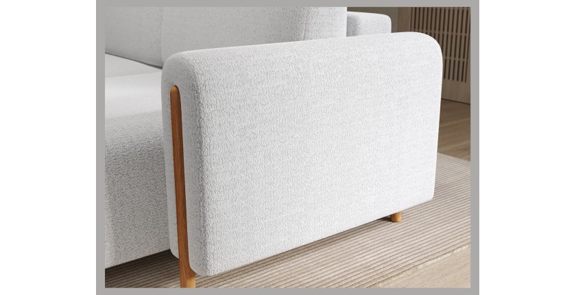 Canapé d’angle convertible ARVESSA blanc alpin chenille – Angle droit 