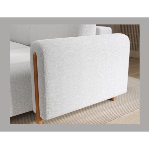 Canapé d’angle convertible ARVESSA blanc alpin chenille – Angle droit 