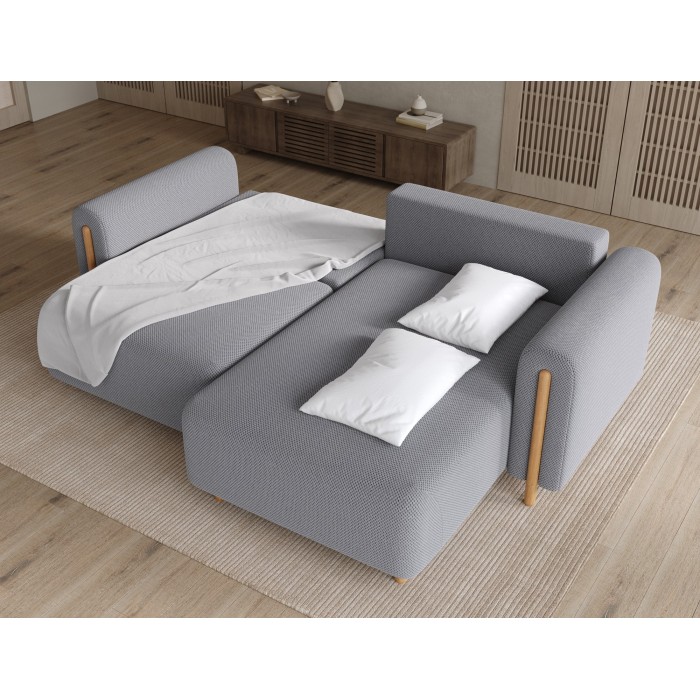 Canapé d’angle convertible ARVESSA gris foncé nid d’abeille – Angle droit 