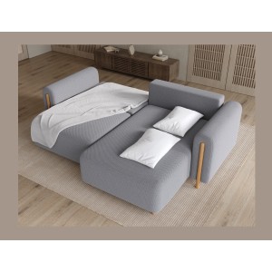 Canapé d’angle convertible ARVESSA gris foncé nid d’abeille – Angle droit 