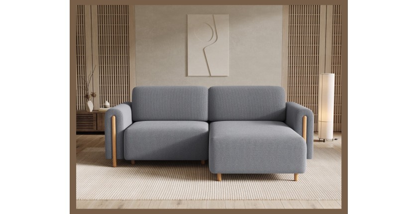 Canapé d’angle convertible ARVESSA gris foncé nid d’abeille – Angle droit 