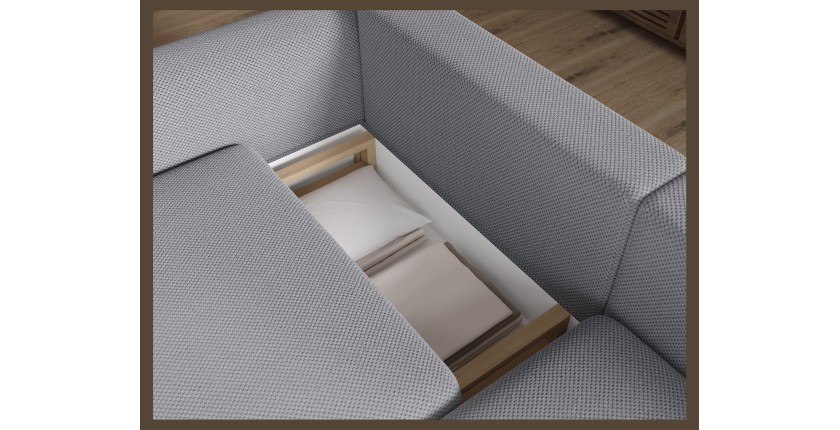 Canapé d’angle convertible ARVESSA gris foncé nid d’abeille – Angle droit 