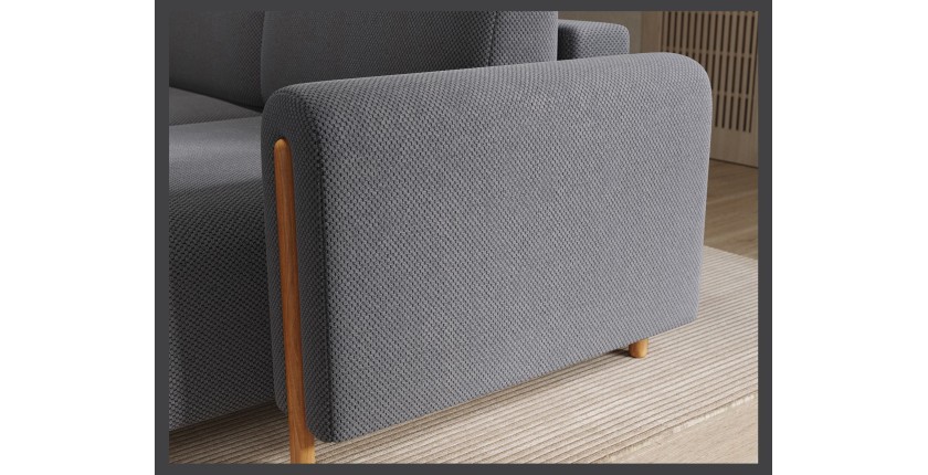Canapé d’angle convertible ARVESSA gris foncé nid d’abeille – Angle droit 