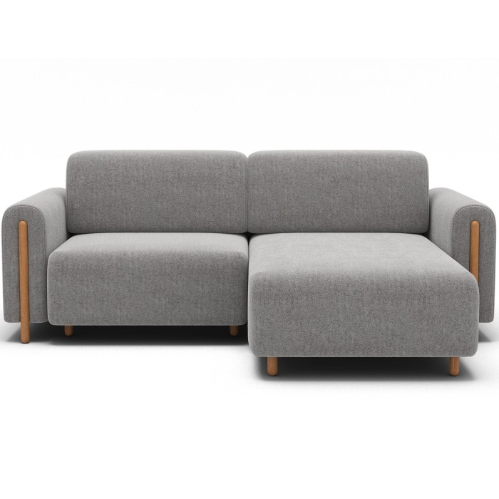 Canapé d’angle convertible ARVESSA gris clair bouclette – Angle droit 