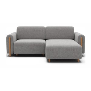 Canapé d’angle convertible ARVESSA gris clair bouclette – Angle droit 