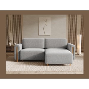 Canapé d’angle convertible ARVESSA gris clair bouclette – Angle droit 