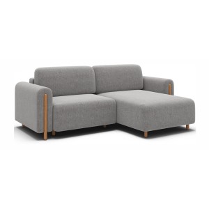 Canapé d’angle convertible ARVESSA gris clair bouclette – Angle droit 