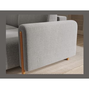 Canapé d’angle convertible ARVESSA gris clair bouclette – Angle droit 