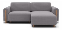 Canapé d’angle convertible ARVESSA gris clair velours côtelé – Angle droit 