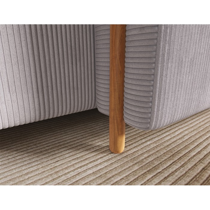 Canapé d’angle convertible ARVESSA gris clair velours côtelé – Angle droit 