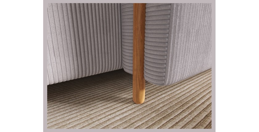 Canapé d’angle convertible ARVESSA gris clair velours côtelé – Angle droit 