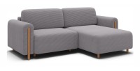 Canapé d’angle convertible ARVESSA gris clair velours côtelé – Angle droit 