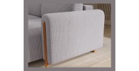 Canapé d’angle convertible ARVESSA gris clair velours côtelé – Angle droit 