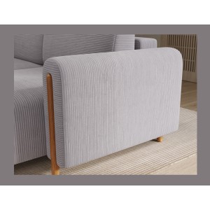 Canapé d’angle convertible ARVESSA gris clair velours côtelé – Angle droit 