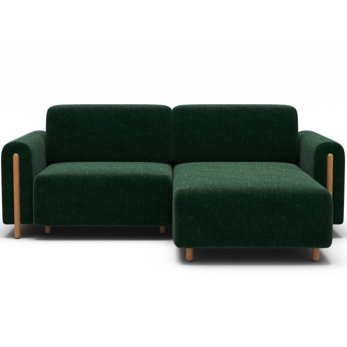 Canapé d’angle convertible ARVESSA vert émeraude bouclette – Angle droit 