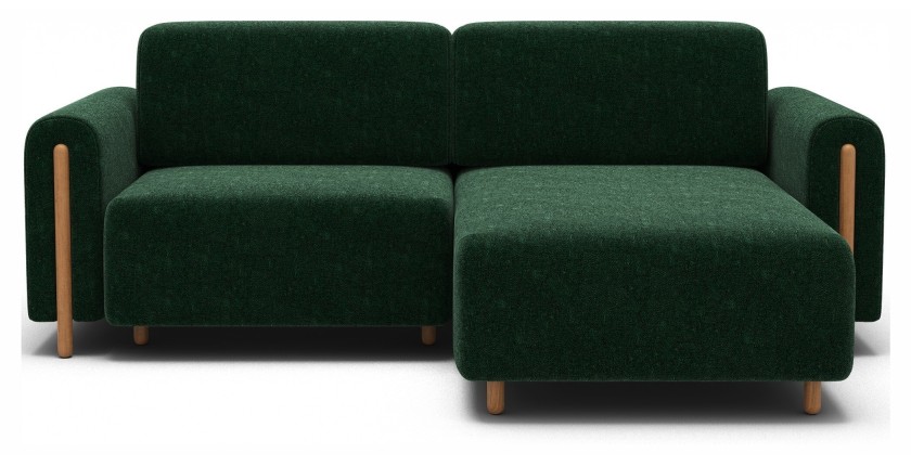 Canapé d’angle convertible ARVESSA vert émeraude bouclette – Angle droit 