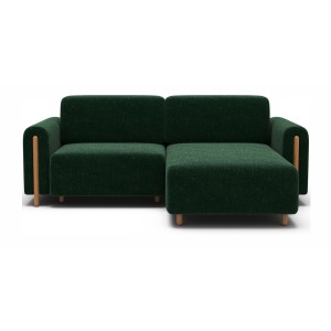 Canapé d’angle convertible ARVESSA vert émeraude bouclette – Angle droit 