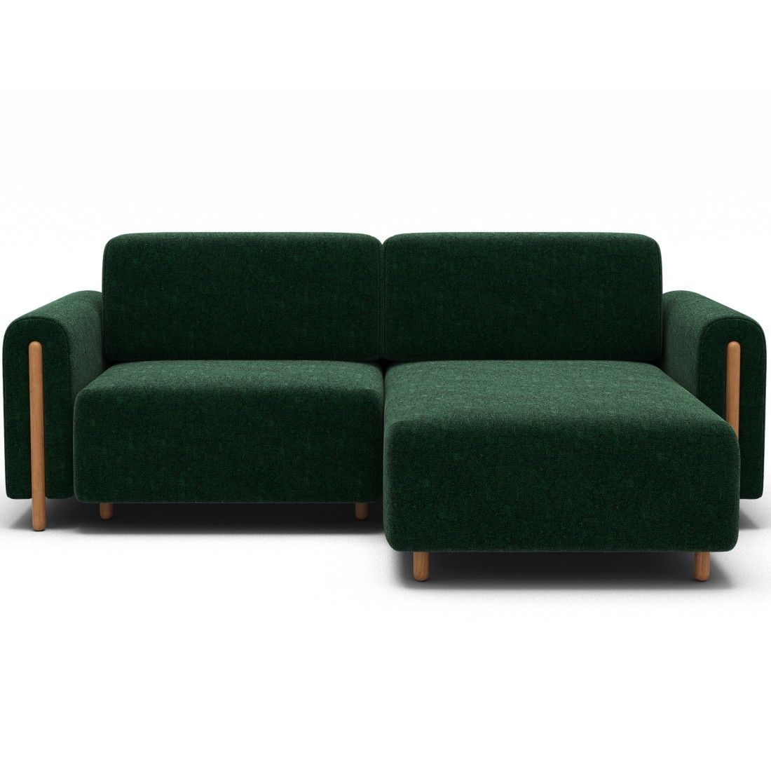 Canapé d’angle convertible ARVESSA vert émeraude bouclette – Angle droit 