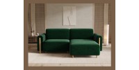 Canapé d’angle convertible ARVESSA vert émeraude bouclette – Angle droit 
