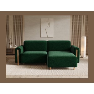 Canapé d’angle convertible ARVESSA vert émeraude bouclette – Angle droit 