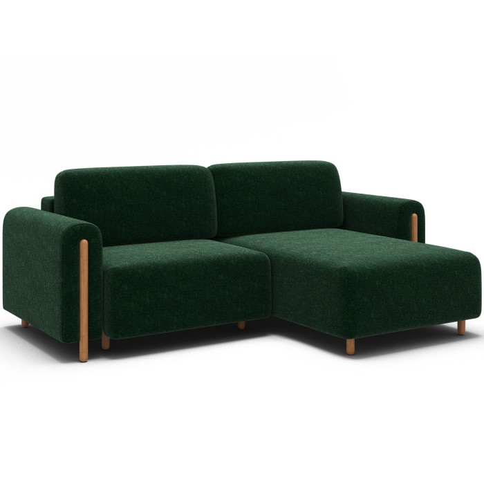 Canapé d’angle convertible ARVESSA vert émeraude bouclette – Angle droit 