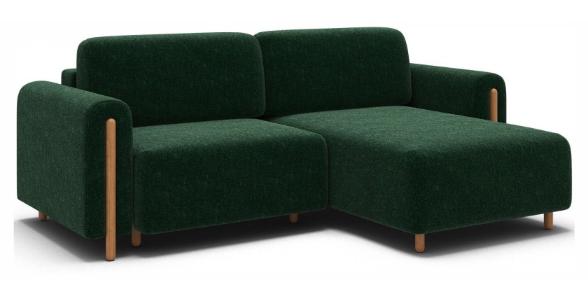 Canapé d’angle convertible ARVESSA vert émeraude bouclette – Angle droit 