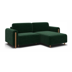 Canapé d’angle convertible ARVESSA vert émeraude bouclette – Angle droit 