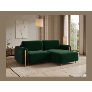 Canapé d’angle convertible ARVESSA vert émeraude bouclette – Angle droit 