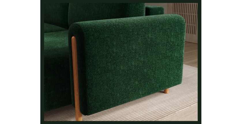 Canapé d’angle convertible ARVESSA vert émeraude bouclette – Angle droit 