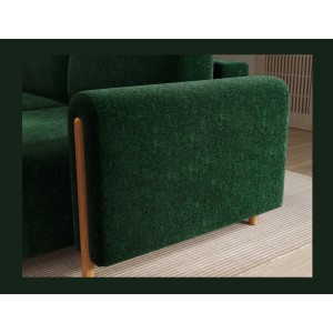 Canapé d’angle convertible ARVESSA vert émeraude bouclette – Angle droit 